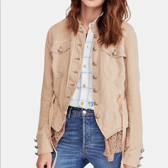 FREE PEOPLE Emelie Lace Trim Tie Waist Jacket - Picture 4 of 6